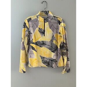 IBKUL 1/4 Zip Shirt Womens Medium Yellow Black Quick Dry Cool UPF 50 Golf Tennis